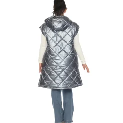 Metallic Diamond Quilted Puffer Vest - Plus