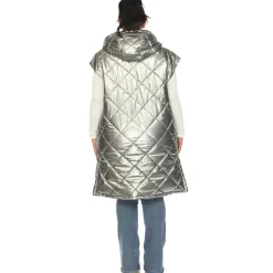 Metallic Diamond Quilted Puffer Vest - Plus