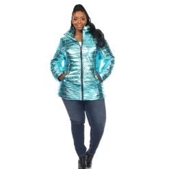 Metallic Puffer Coat - Plus