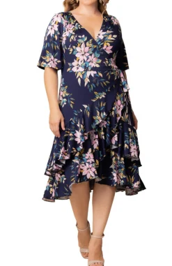 Miranda Wrap Dress - Navy Romantic Floral - Plus