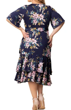 Miranda Wrap Dress - Navy Romantic Floral - Plus