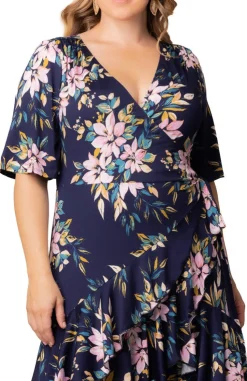 Miranda Wrap Dress - Navy Romantic Floral - Plus