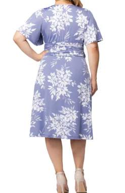 Misty Lavender Florals Jemma Ruched Tie Dress - Plus