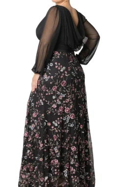 Moonlit Garden Isabella Embroidered Mesh Gown - Plus