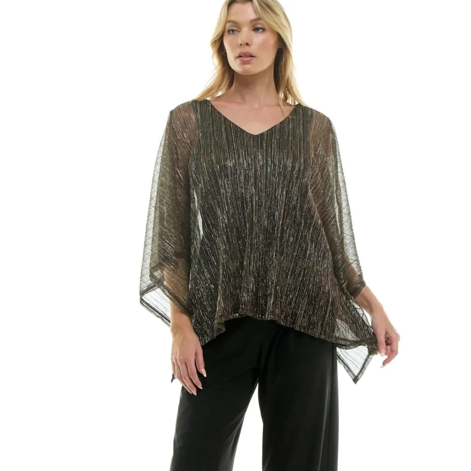 Novelty Trim Cold Shoulder Poncho Pant Set