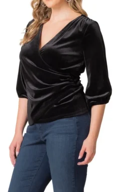 Odette Velvet Faux Wrap Top - Plus