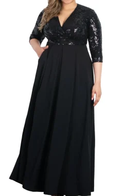 Paris Pleated Sequin Gown - Plus