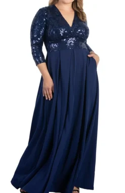 Paris Pleated Sequin Gown - Plus