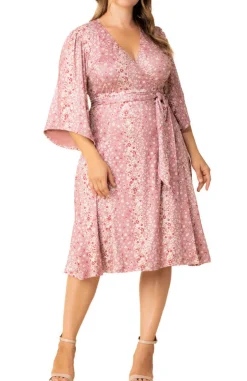 Pink Ditsy Floral Gemini Wrap Dress - Plus