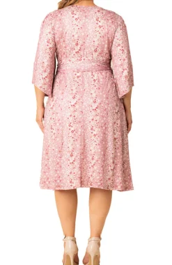 Pink Ditsy Floral Gemini Wrap Dress - Plus
