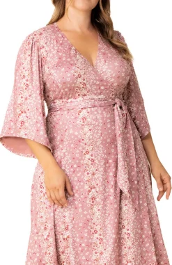 Pink Ditsy Floral Gemini Wrap Dress - Plus