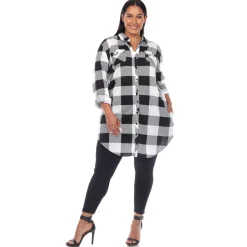 Plaid Tunic Shirt - Plus