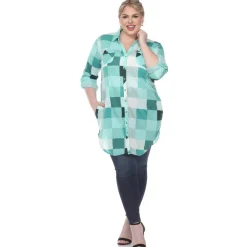 Plaid Tunic Shirt - Plus