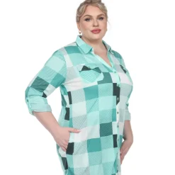Plaid Tunic Shirt - Plus