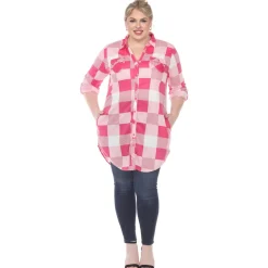 Plaid Tunic Shirt - Plus