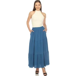 Pleated Tiered Maxi Skirt