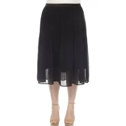 Plus Size Pleated Chiffon Midi Skirt
