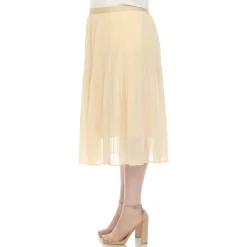 Plus Size Pleated Chiffon Midi Skirt