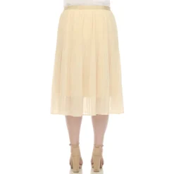 Plus Size Pleated Chiffon Midi Skirt