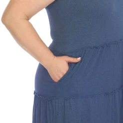 Plus Size Scoop Neck Tiered Midi Dress