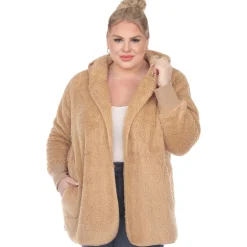 Plush Hooded Cardigan with Pockets - Plus