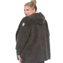 Plush Hooded Cardigan with Pockets - Plus