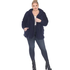 Plush Hooded Cardigan with Pockets - Plus