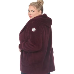 Plush Hooded Cardigan with Pockets - Plus