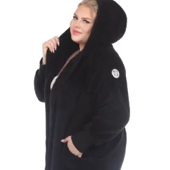Plush Hooded Cardigan with Pockets - Plus
