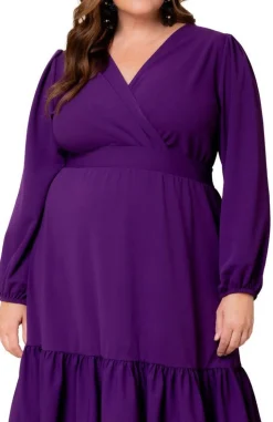 Portia Solid Long Sleeve Cocktail Dress - Plus