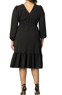 Portia Solid Long Sleeve Cocktail Dress - Plus