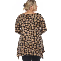 Printed Geometric Circle Tunic Top - Plus
