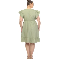 Ruffle Sleeve Knee-Length Dress - Plus