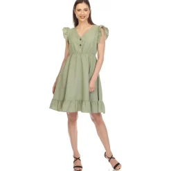 Ruffle Sleeve Knee-Length Dress