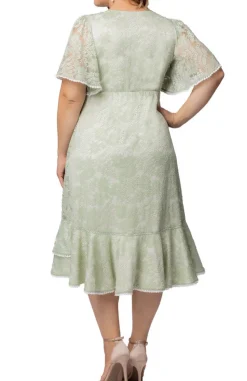 Sage Palermo Lace Faux Wrap Cocktail Dress - Plus