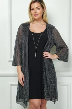 Sara Michelle 3/4 Bell Sleeve 2Fer Dress And Necklace - Plus