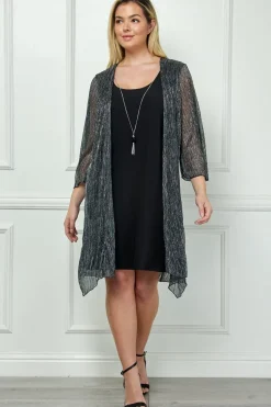 Sara Michelle 3/4 Bell Sleeve 2Fer Dress And Necklace - Plus