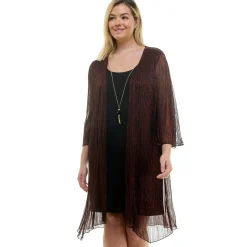 Sara Michelle 3/4 Bell Sleeve 2Fer Dress And Necklace - Plus