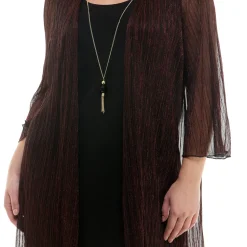 Sara Michelle 3/4 Bell Sleeve 2Fer Dress And Necklace - Plus