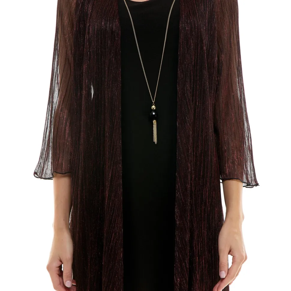 Sara Michelle 3/4 Bell Sleeve 2 Fer Dress And Necklace