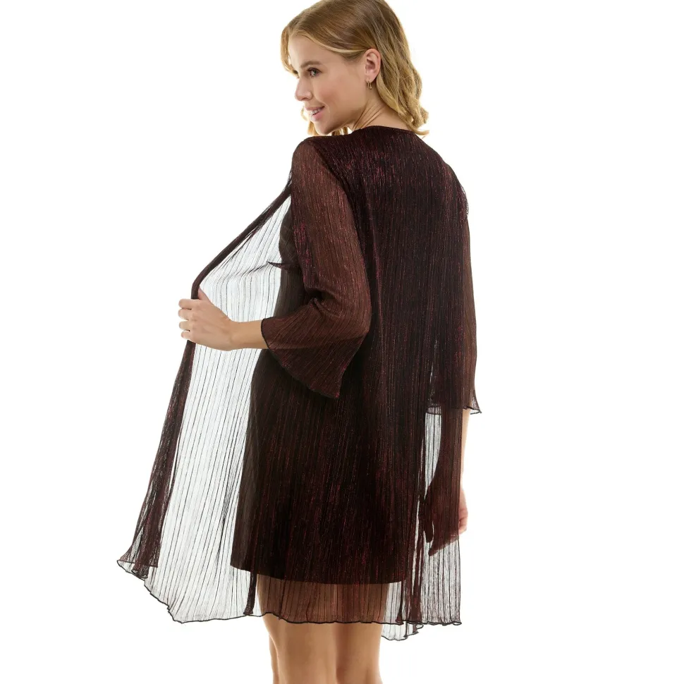 Sara Michelle 3/4 Bell Sleeve 2 Fer Dress And Necklace