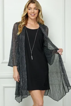 Sara Michelle 3/4 Bell Sleeve 2 Fer Dress And Necklace