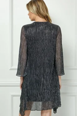 Sara Michelle 3/4 Bell Sleeve 2 Fer Dress And Necklace