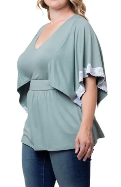 Sarah Lace Trim Top - Plus
