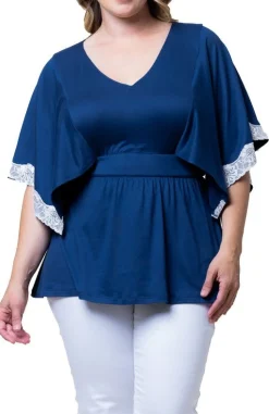 Sarah Lace Trim Top - Plus