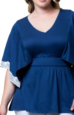 Sarah Lace Trim Top - Plus