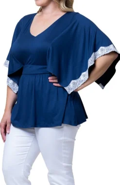 Sarah Lace Trim Top - Plus