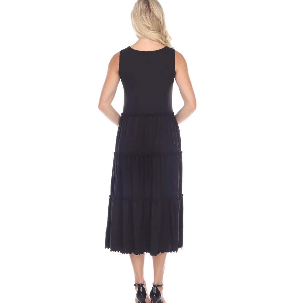 Scoop Neck Tiered Midi Dress
