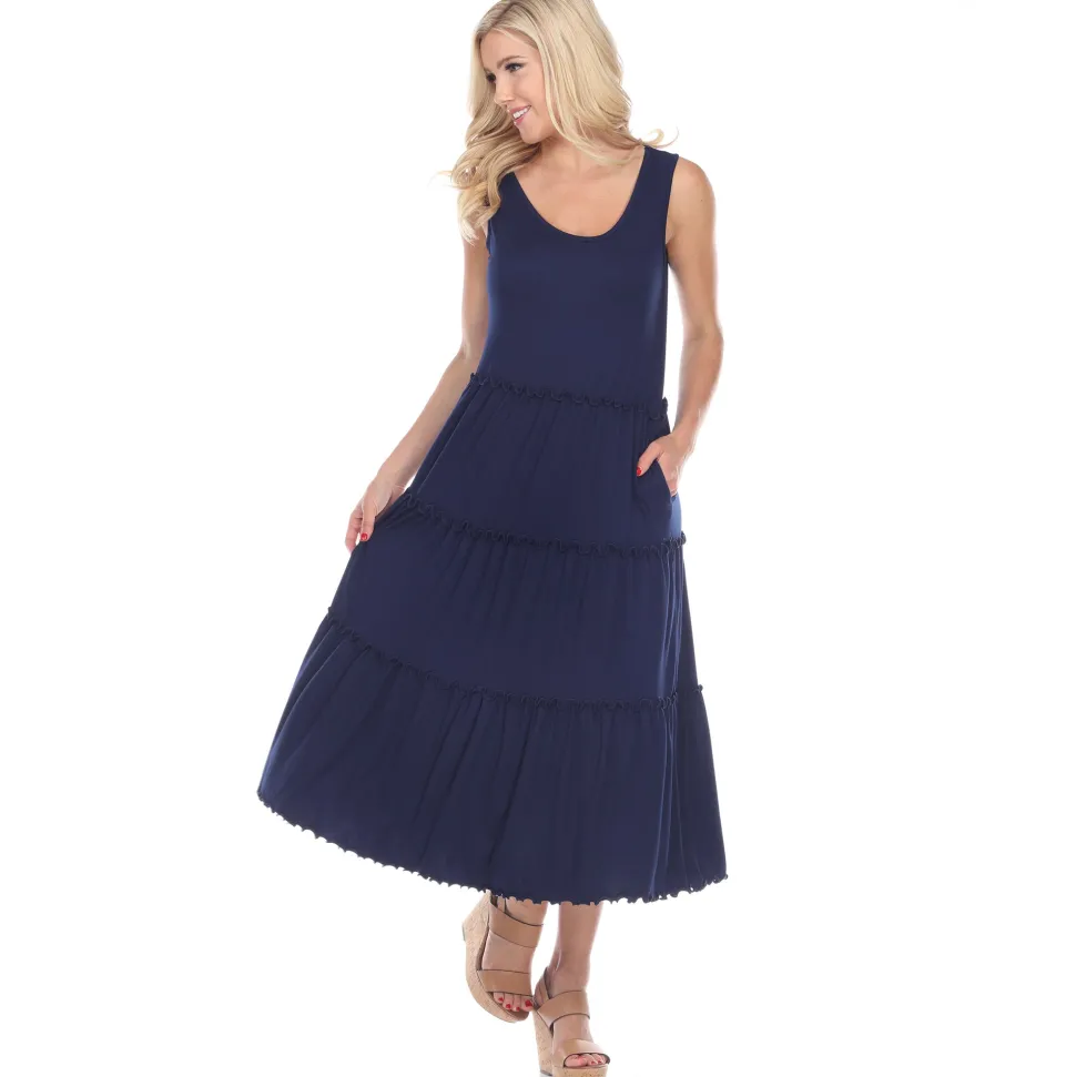 Scoop Neck Tiered Midi Dress