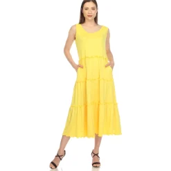 Scoop Neck Tiered Midi Dress